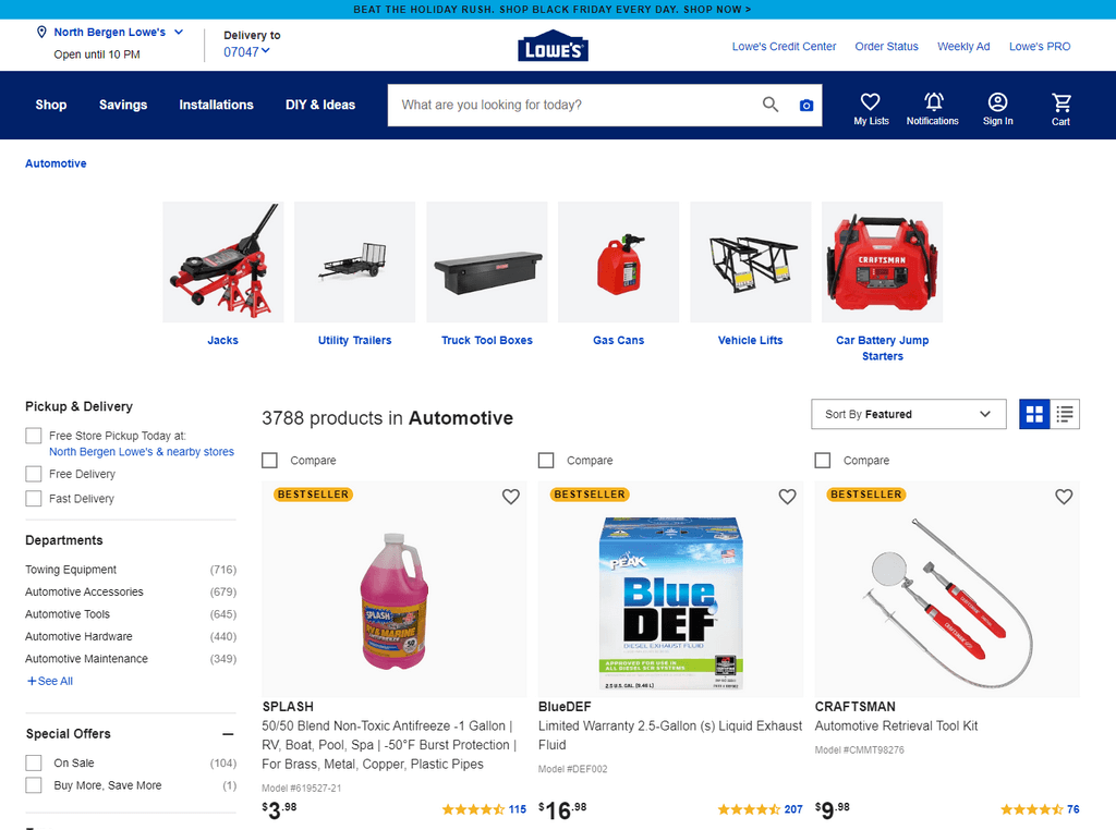 lowe's auto parts