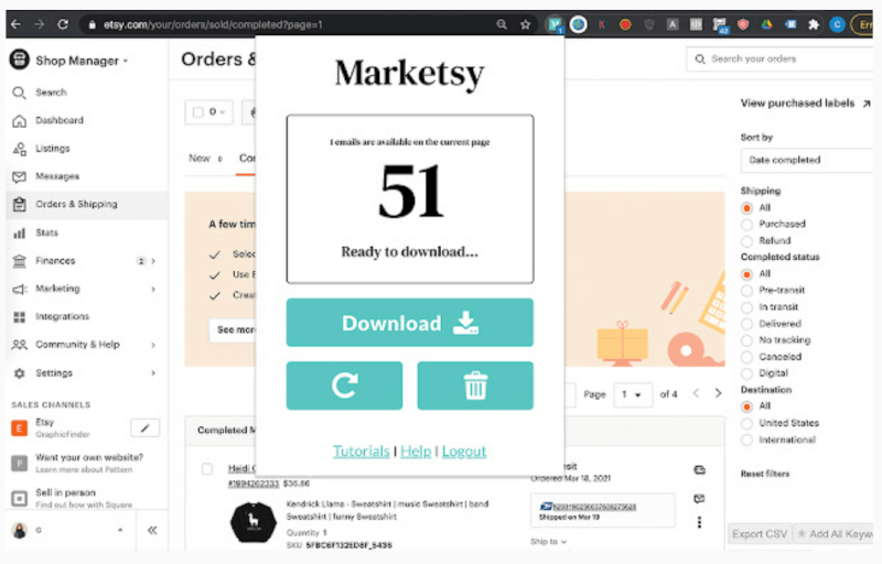 Marketsy Etsy Chrome Extension