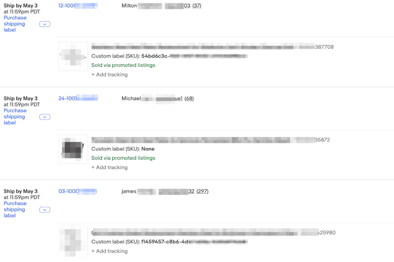 Orders eBay seller hub