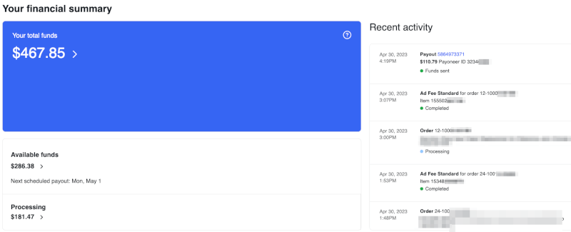 payments eBay seller hub