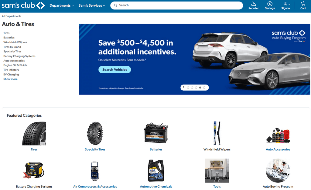 sam's club auto parts