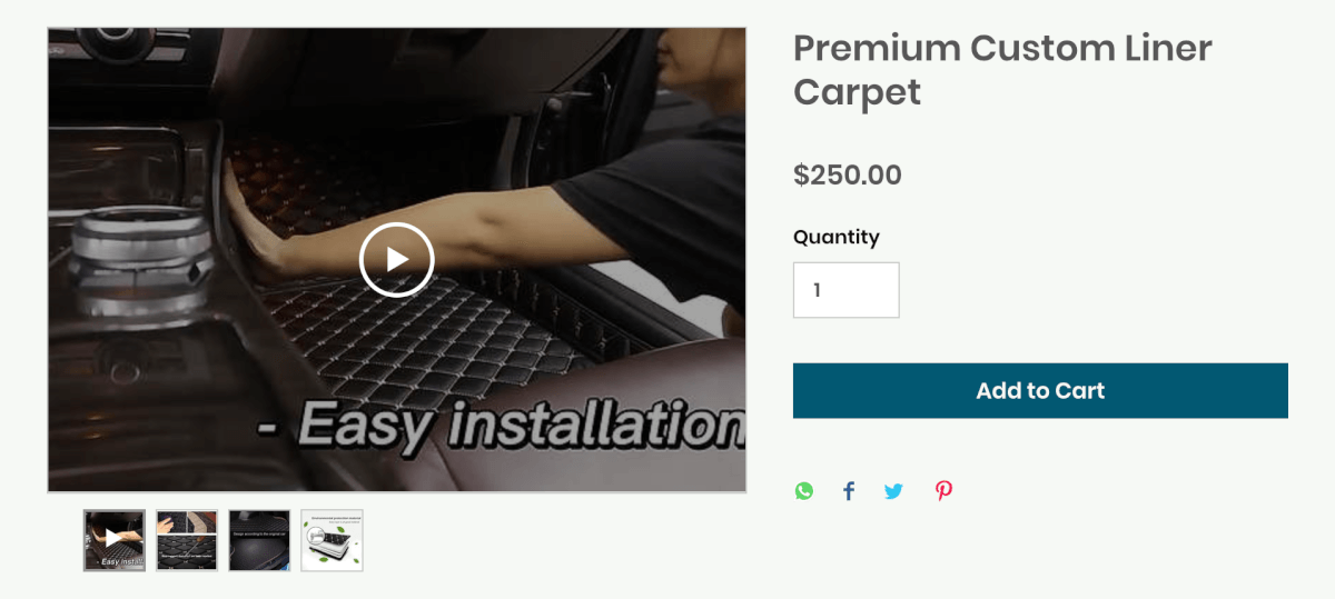 waterproof car mat seller's website