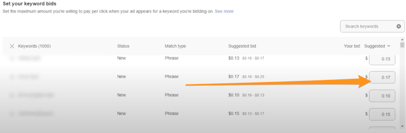 ebay ppc keyword bids