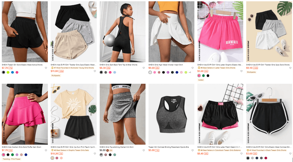 Shein Flowy Athletic Shorts for Girls