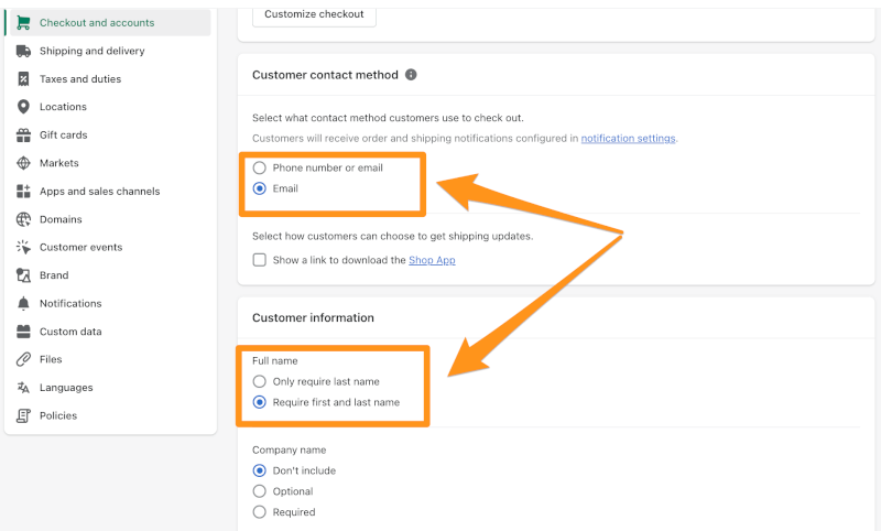 Shopify Dropshipping Store Checkout settings