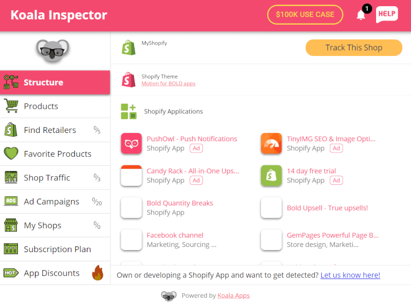 Koala Inspector Shopify Spy Tool