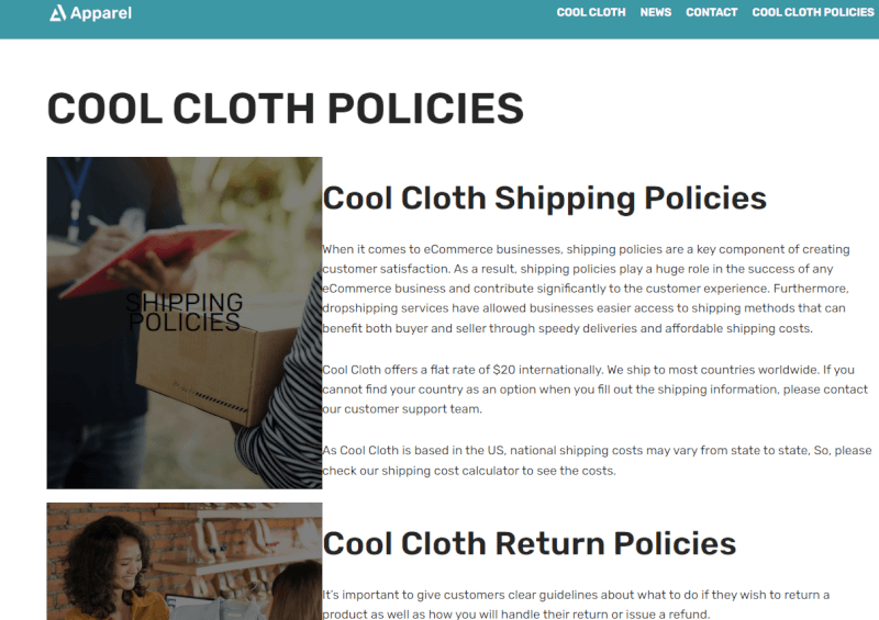 WooCommerce store policies