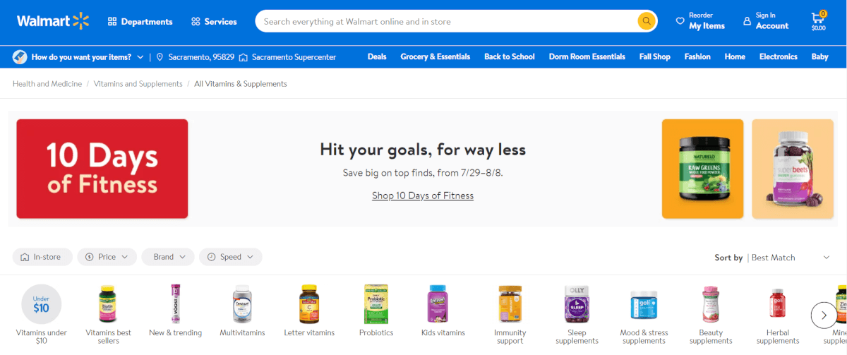 walmart vitamins and supplements