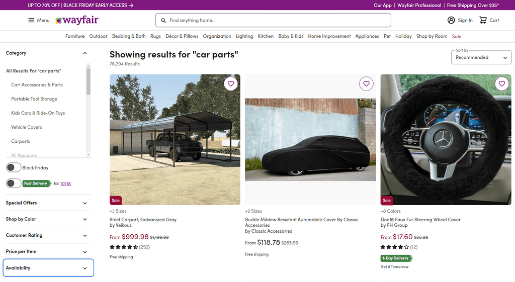 wayfair auto parts