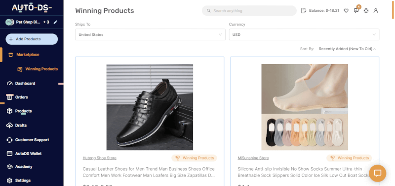 Winning Products Hub Page