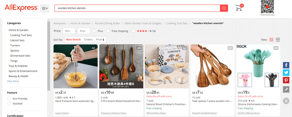 Wooden Kitchen Utensils Set